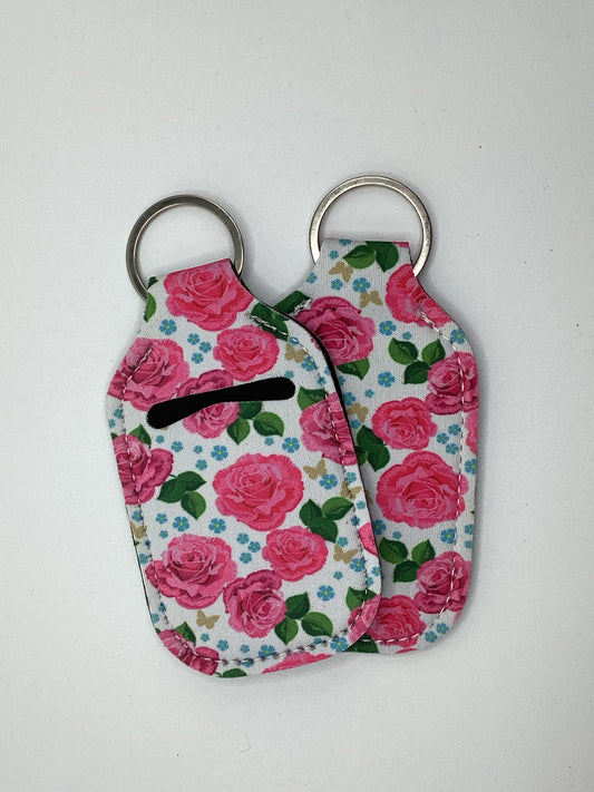 Pink Roses Neoprene Hand Sanitizer Holder