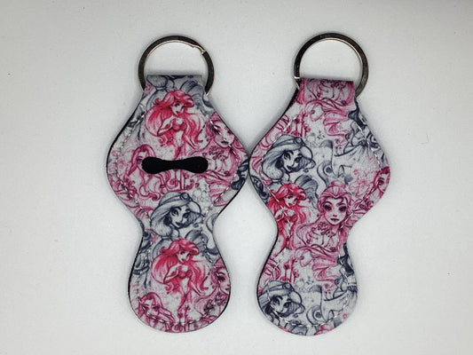 Pretty Magical Princesses Neoprene Chapstick Holder Keychain