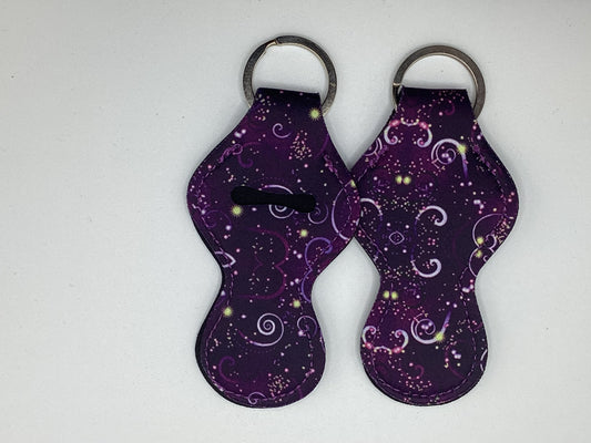 Purple Galaxy Neoprene Chapstick Holder Keychain