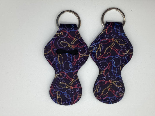 Bowling Pin Neoprene Chapstick Holder Keychain