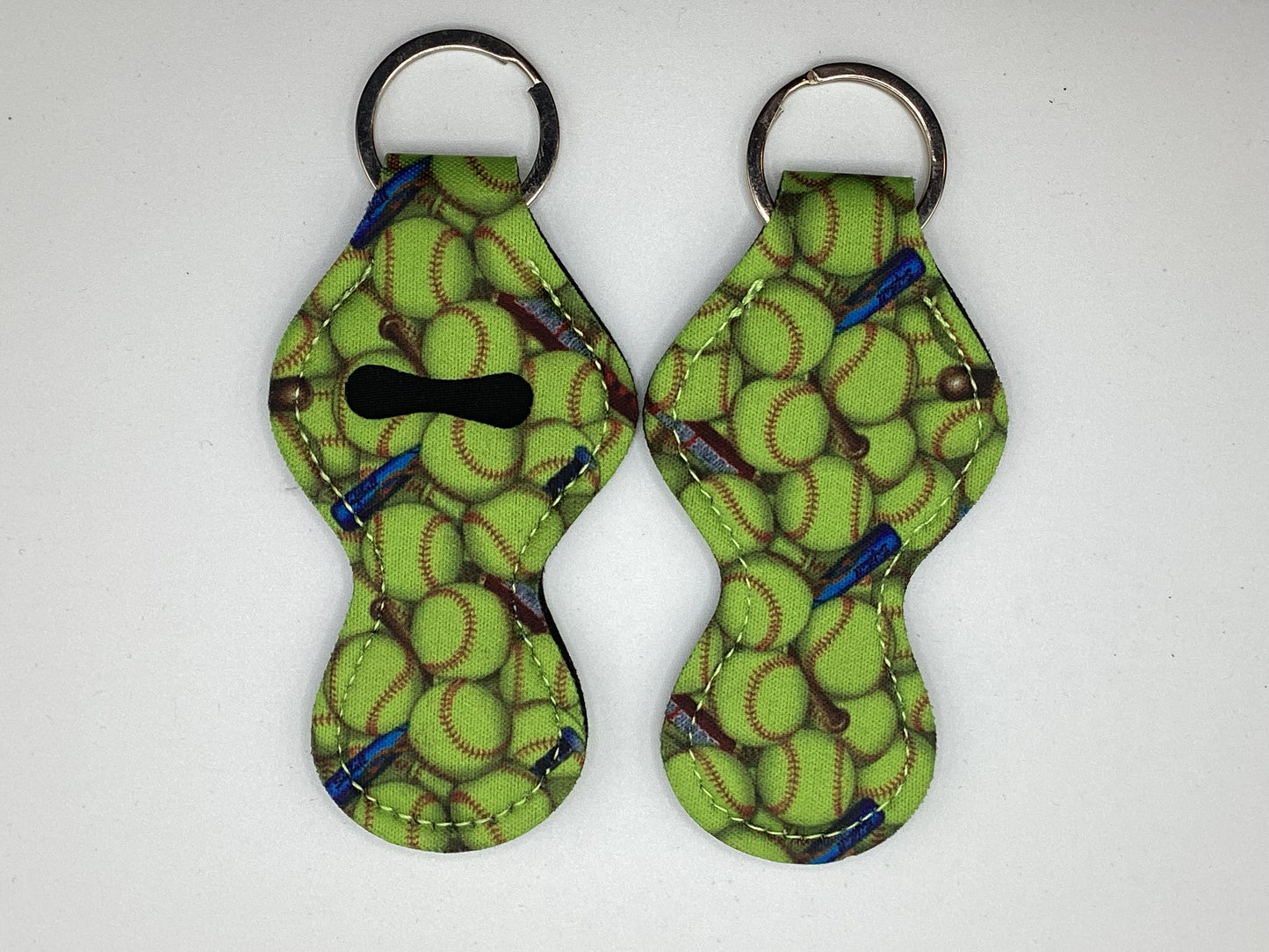 Softball Balls Neoprene Chapstick Holder Keychain