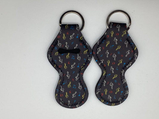Music Notes Neoprene Chapstick Holder Keychain