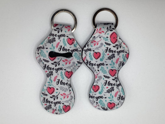 “I love you”, Neoprene Chapstick Holder Keychain