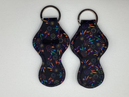 Black Dream Catcher Neoprene Chapstick Holder Keychain