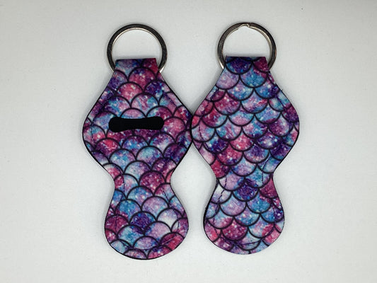 Mermaid Scales Glitter Neoprene Chapstick Holder Keychain