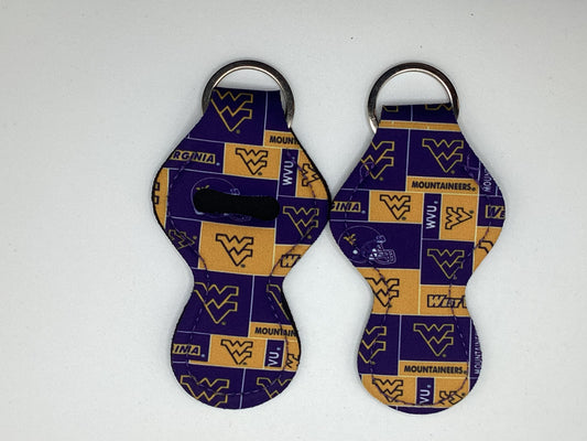 West Virginia, WVU, Neoprene Chapstick Holder Keychain