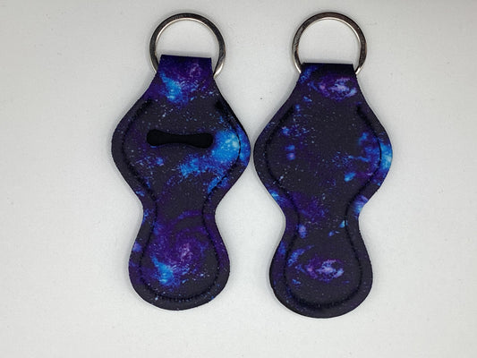 Blue Galaxy, Milky Way, Neoprene Chapstick Holder Keychain