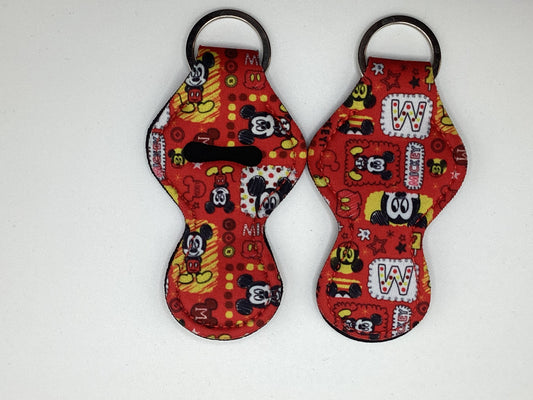 Red Baby Mickey Neoprene Chapstick Holder Keychain