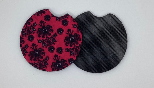 Pink Haunted Mansion Neoprene Car Coaster, 2pk