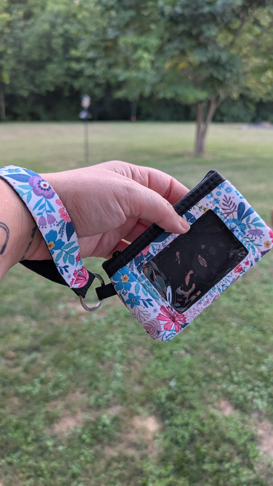 Colored Flowers ID wallet wristlet