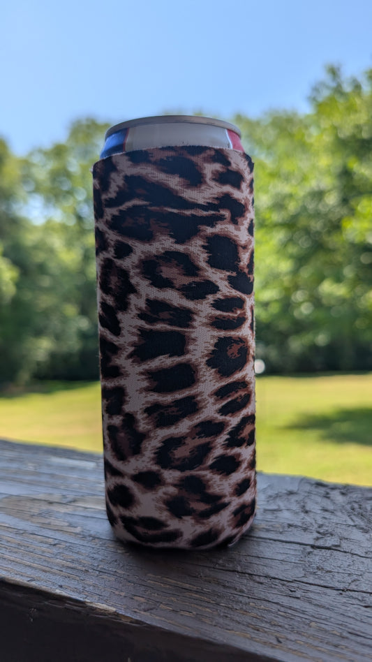 Leopard Neoprene Slim Can Koozie
