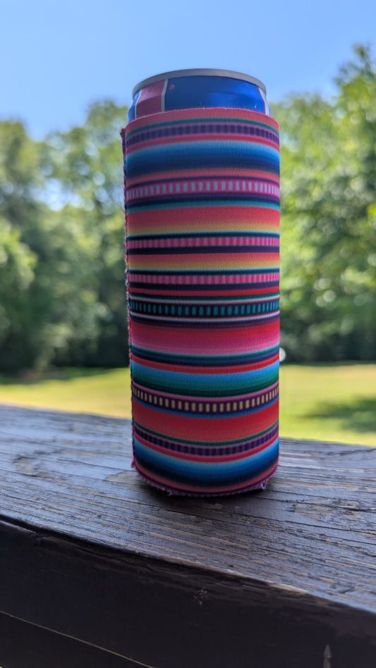 Serape Multicolor Neoprene Slim Can Koozie