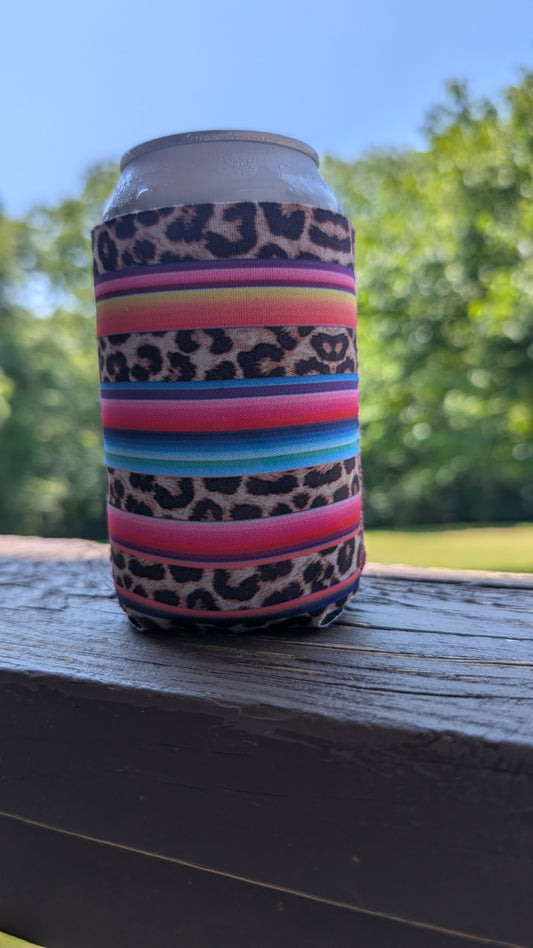 Serape Leopard Stripe Neoprene Can Coolie Koozies Sleeve Cooler