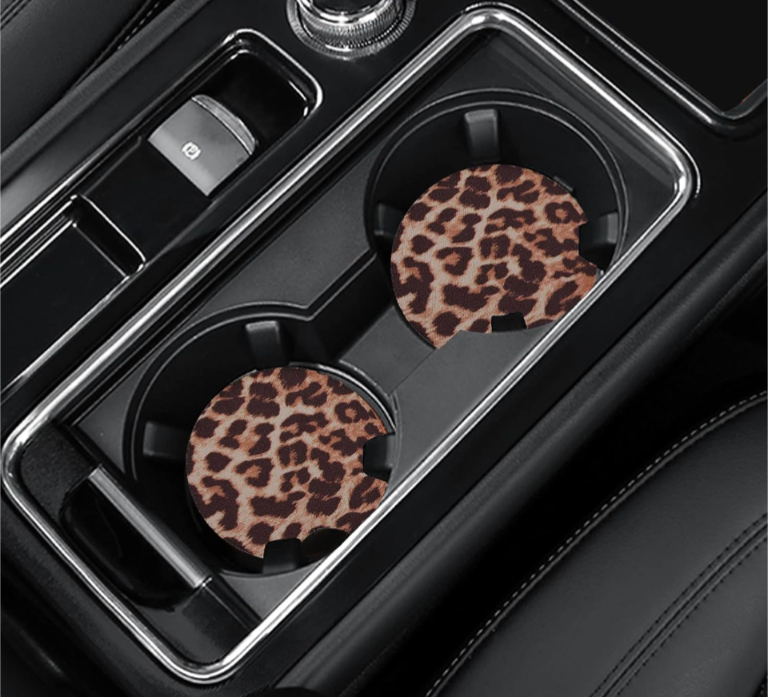 Pink Dots and Bows Mouse Neoprene Car Coaster, 2pk
