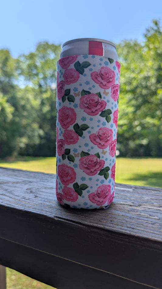 Roses Neoprene Slim Can Koozie