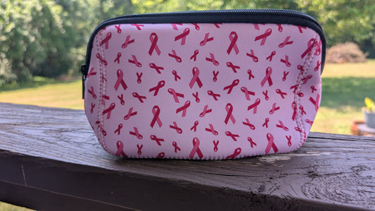 Breast Cancer Pink Ribbon Multi use Cosmetic Neoprene Bag
