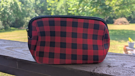 Red&Black Buffalo Plaid Multi use Cosmetic Neoprene Bag