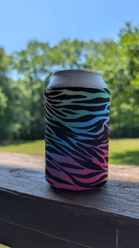 Pastel Tie Dye Zebra Neoprene Can Coolie Koozies Sleeve Cooler