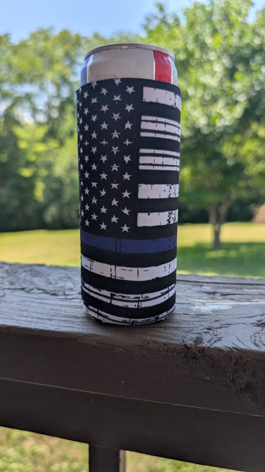 Thin Blue Line Police Neoprene Slim Can Koozie