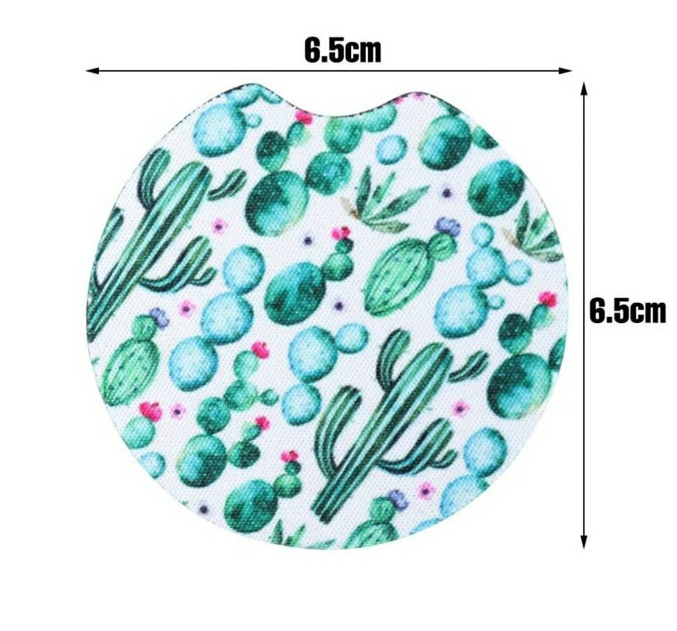 Pink Dots and Bows Mouse Neoprene Car Coaster, 2pk