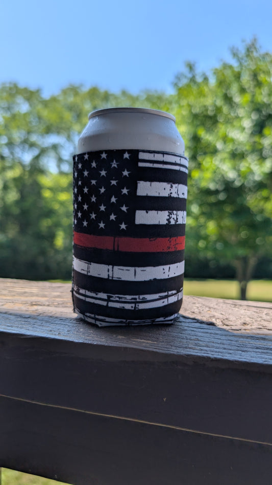 Thin Red Line Fire Neoprene Can Coolie Koozies Sleeve Cooler