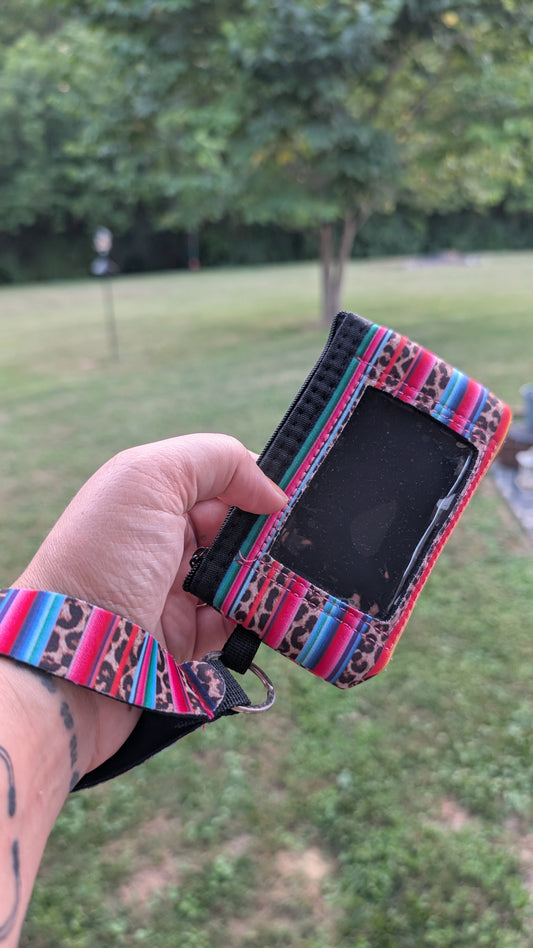Serape Leopard ID wallet wristlet